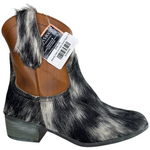 Alcala's Johnny Women Black Silver Cow Hair-On-Hide Leather Cowboy Boots Size 6 - Picture 3 of 14